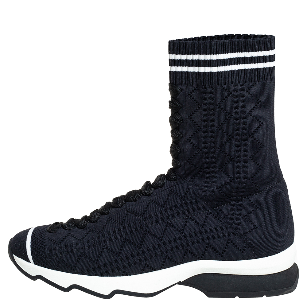 

Fendi Black Knit Fabric Sock High Top Sneakers Size