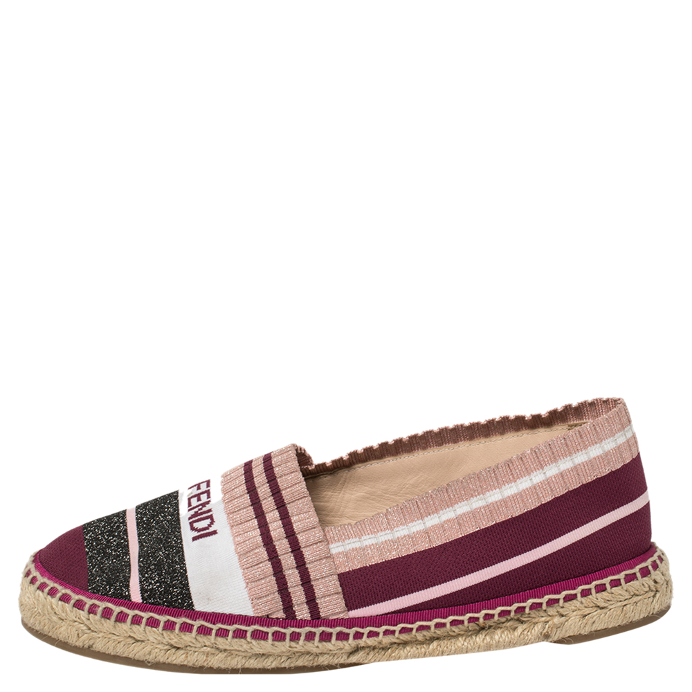 

Fendi Multicolor Stretch Fabric Espadrille Flats Size