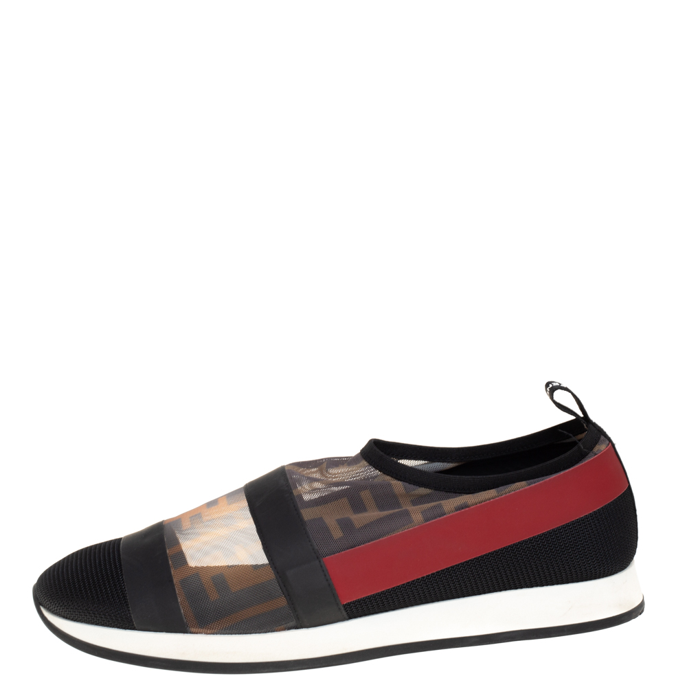 

Fendi Multicolor Mesh And Canvas Colibri Slip on Sneaker Size