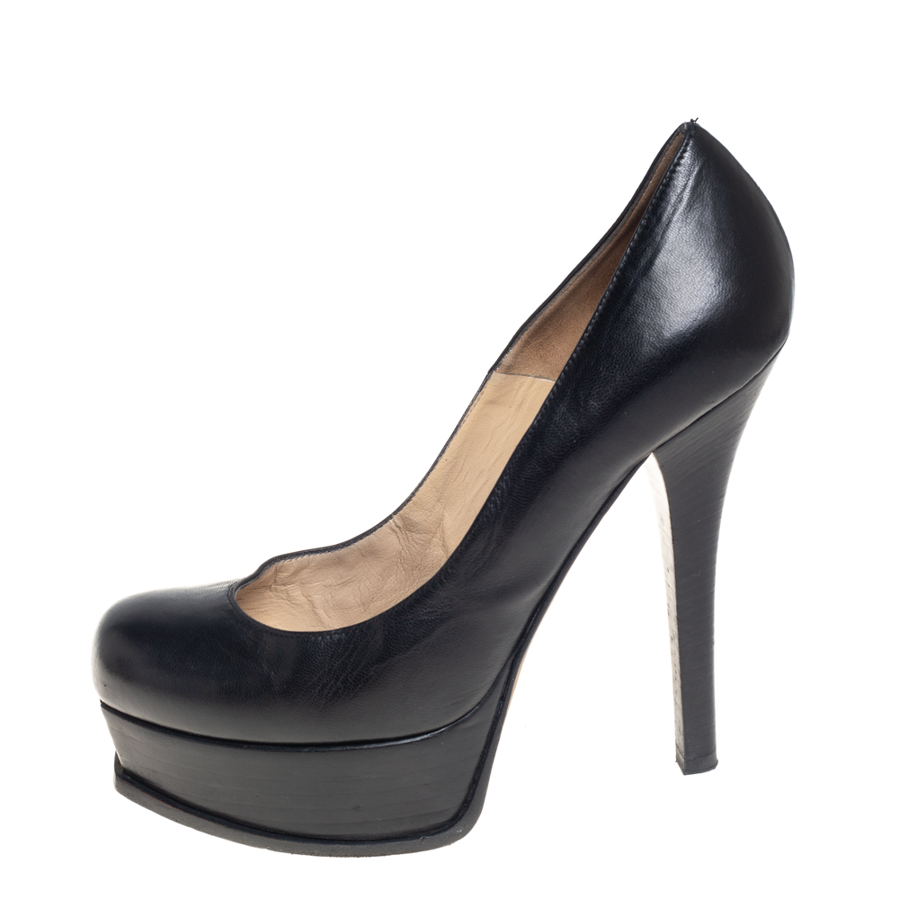 

Fendi Black Leather Fendista Platform Pumps Size