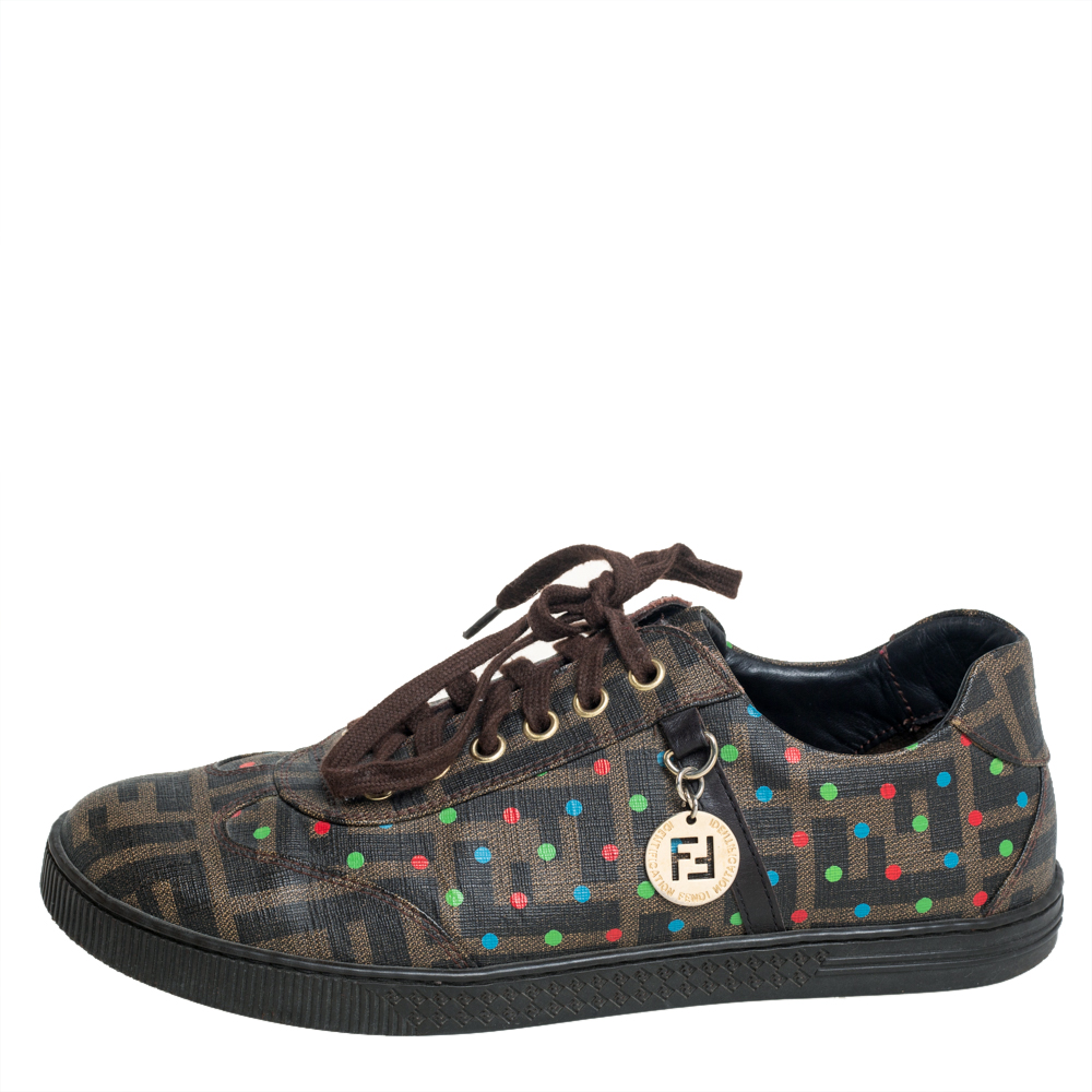

Fendi Brown Zucca Coated Canvas Low Top Sneakers Size