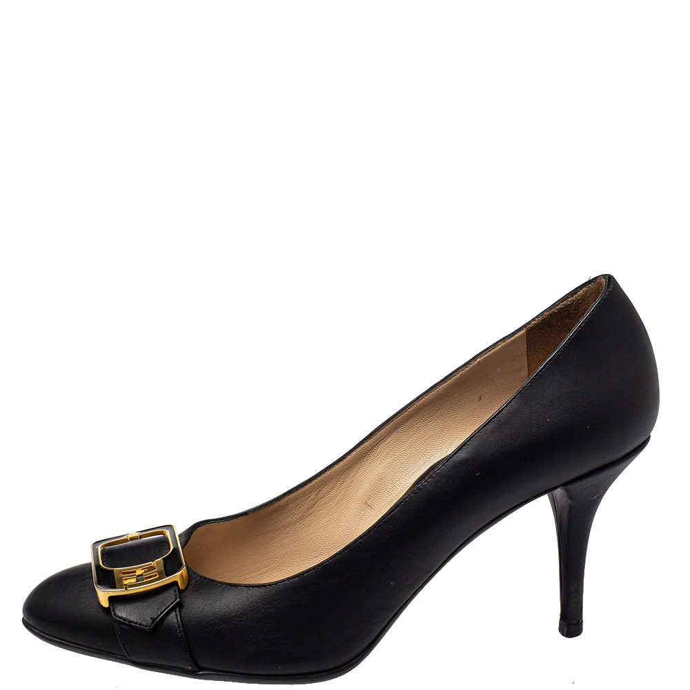 

Fendi Black Leather Chameleon Buckle Pumps Size
