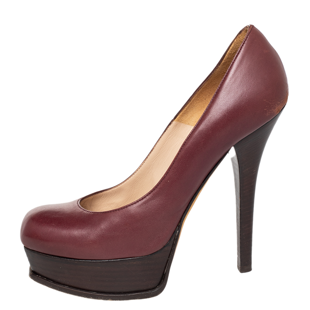 

Fendi Burgundy Leather Fendista Platform Pumps Size