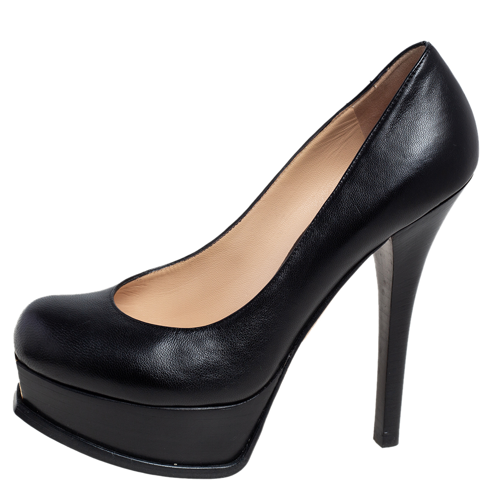 

Fendi Black Leather Fendista Platform Pumps Size