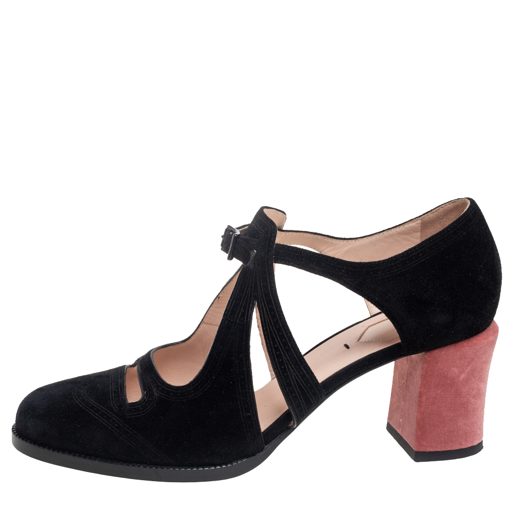 

Fendi Black/Pink Suede And Velvet Cut Out Pumps