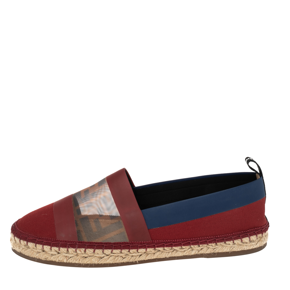 

Fendi Multicolor Mesh, Leather And Canvas Espadrille Flats Size