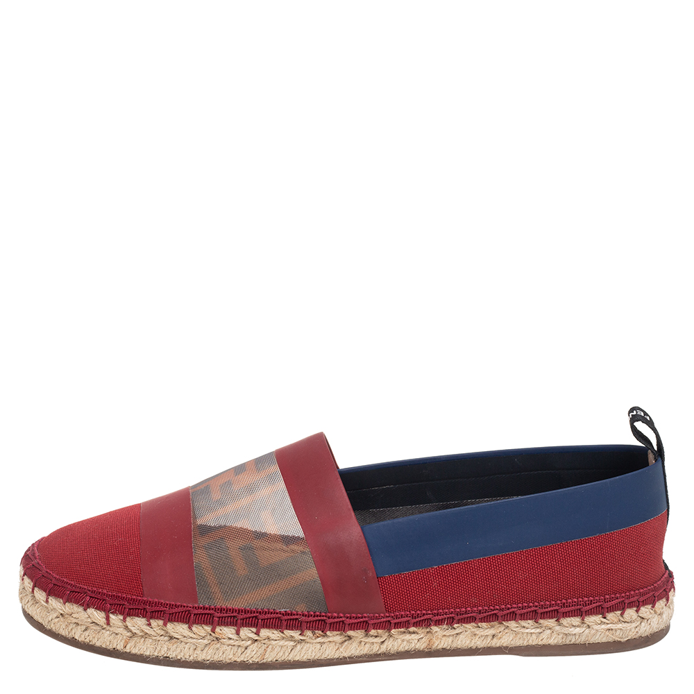 

Fendi Multicolor Mesh, Leather And Canvas Espadrille Flats Size