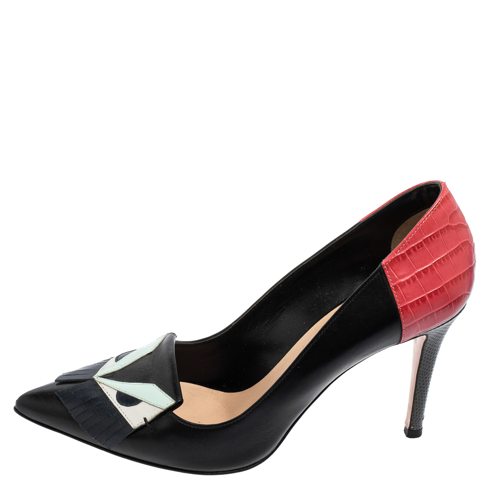 

Fendi Multicolor Leather Monster Eyes Pointed Toe Pumps Size