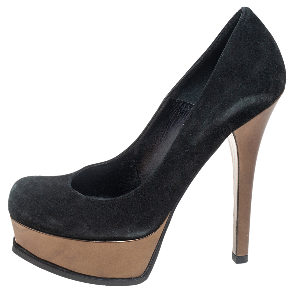 

Fendi Black/Copper Suede Fendista Platform Pumps Size