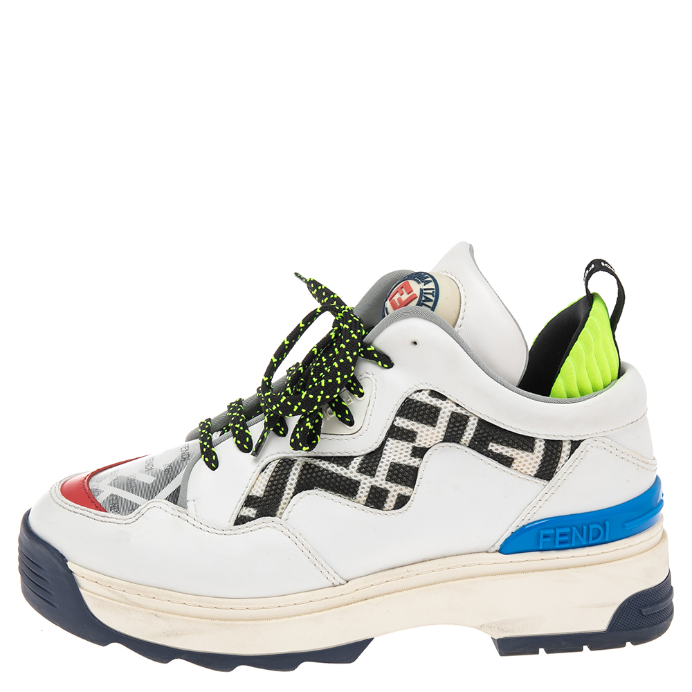 

Fendi Multicolor Leather FF Chunky Lace Up Sneakers Size