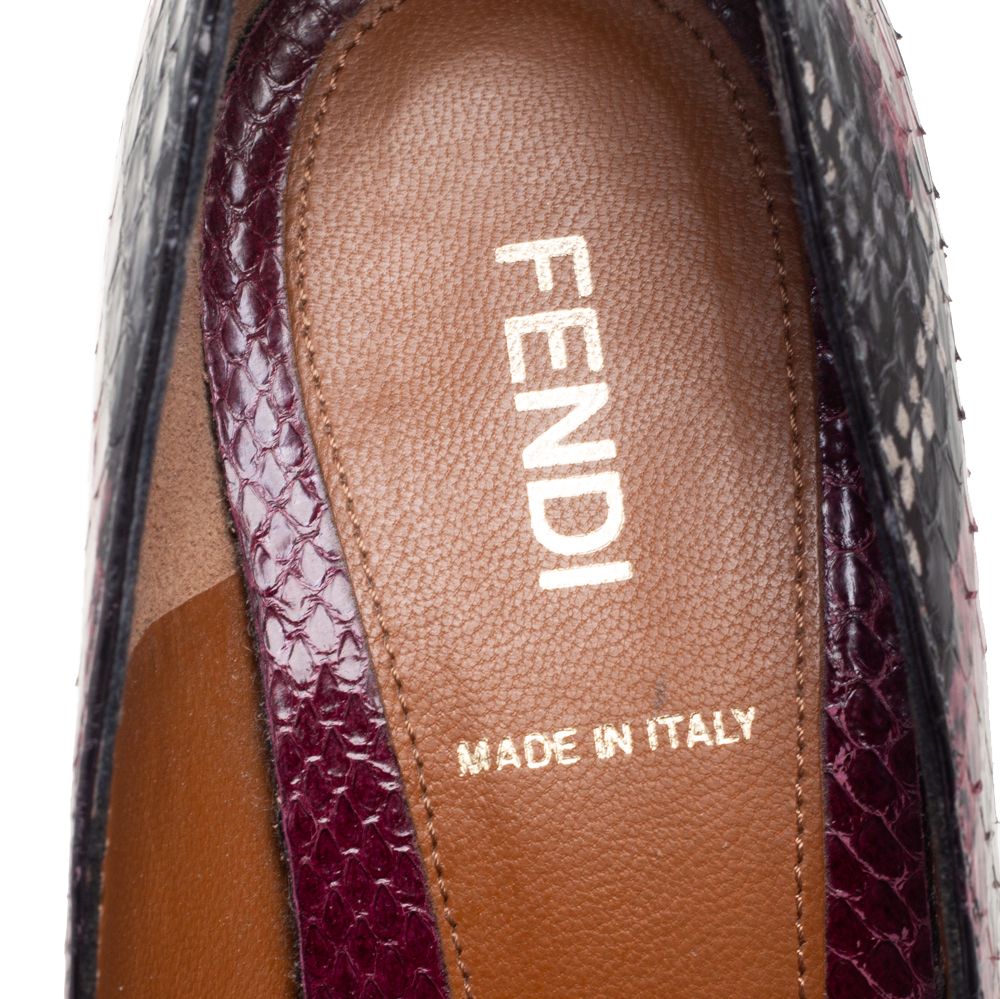Fendi Multicolor Python Fendista Platform Pumps Size 36 