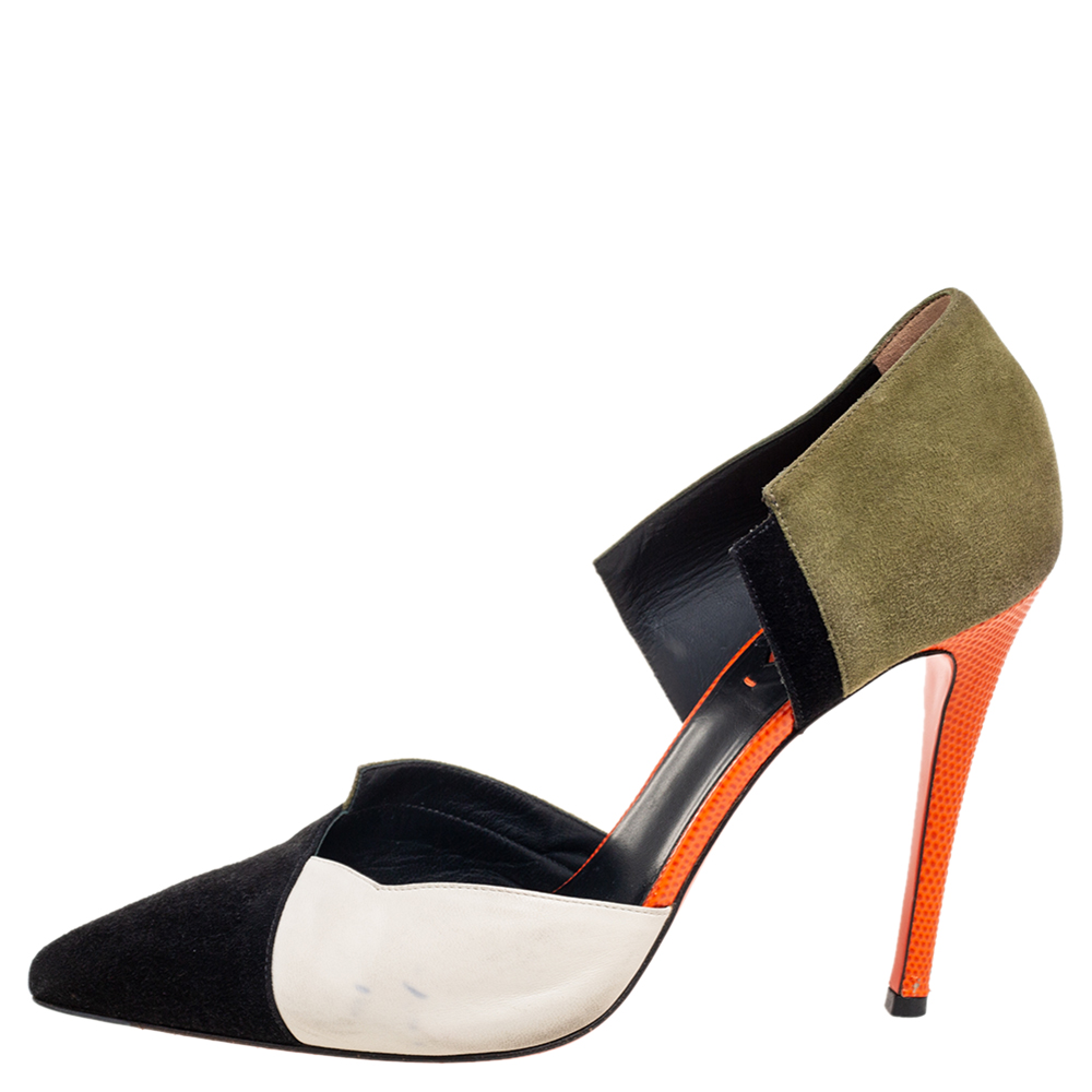 

Fendi Multicolor Suede and Leather Pointed-Toe Pumps Size