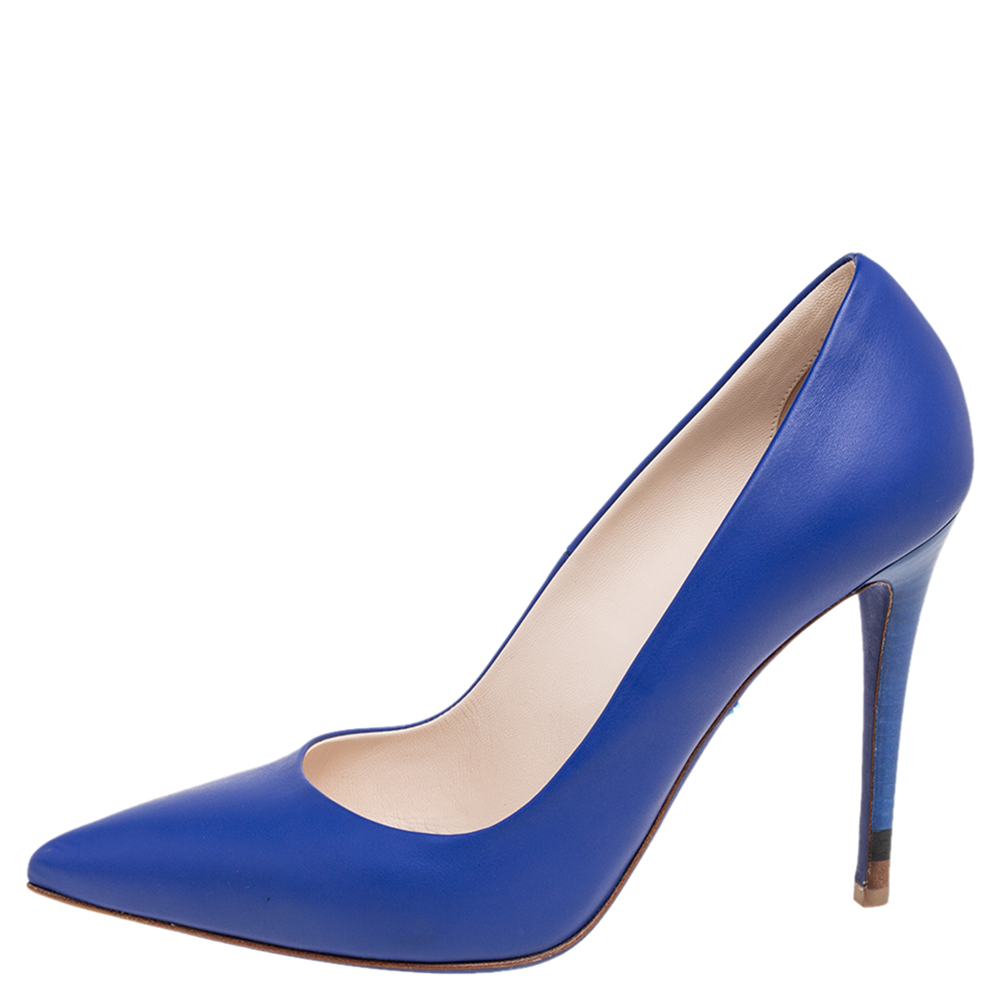 

Fendi Royal Blue Leather Pointed Toe Pumps Size