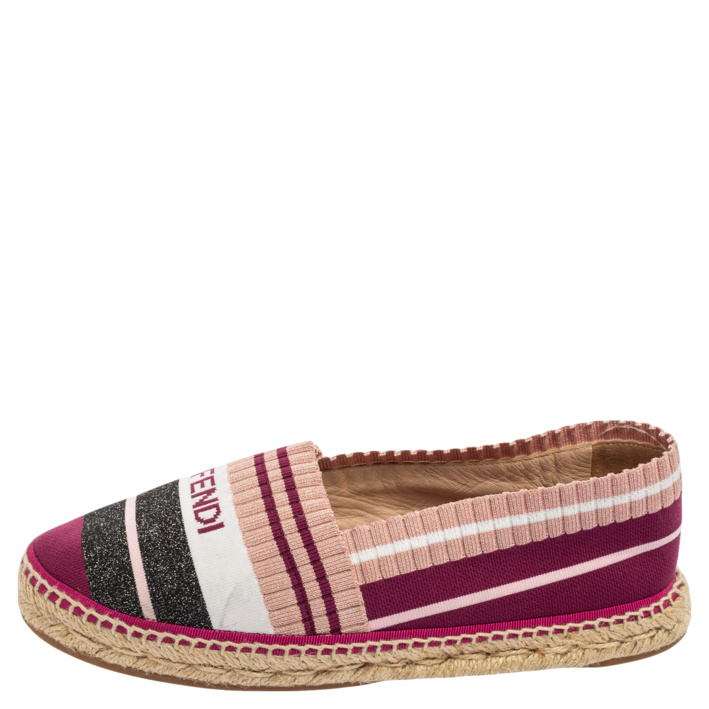 

Fendi Multicolor Stretch Fabric Espadrille Flats Size