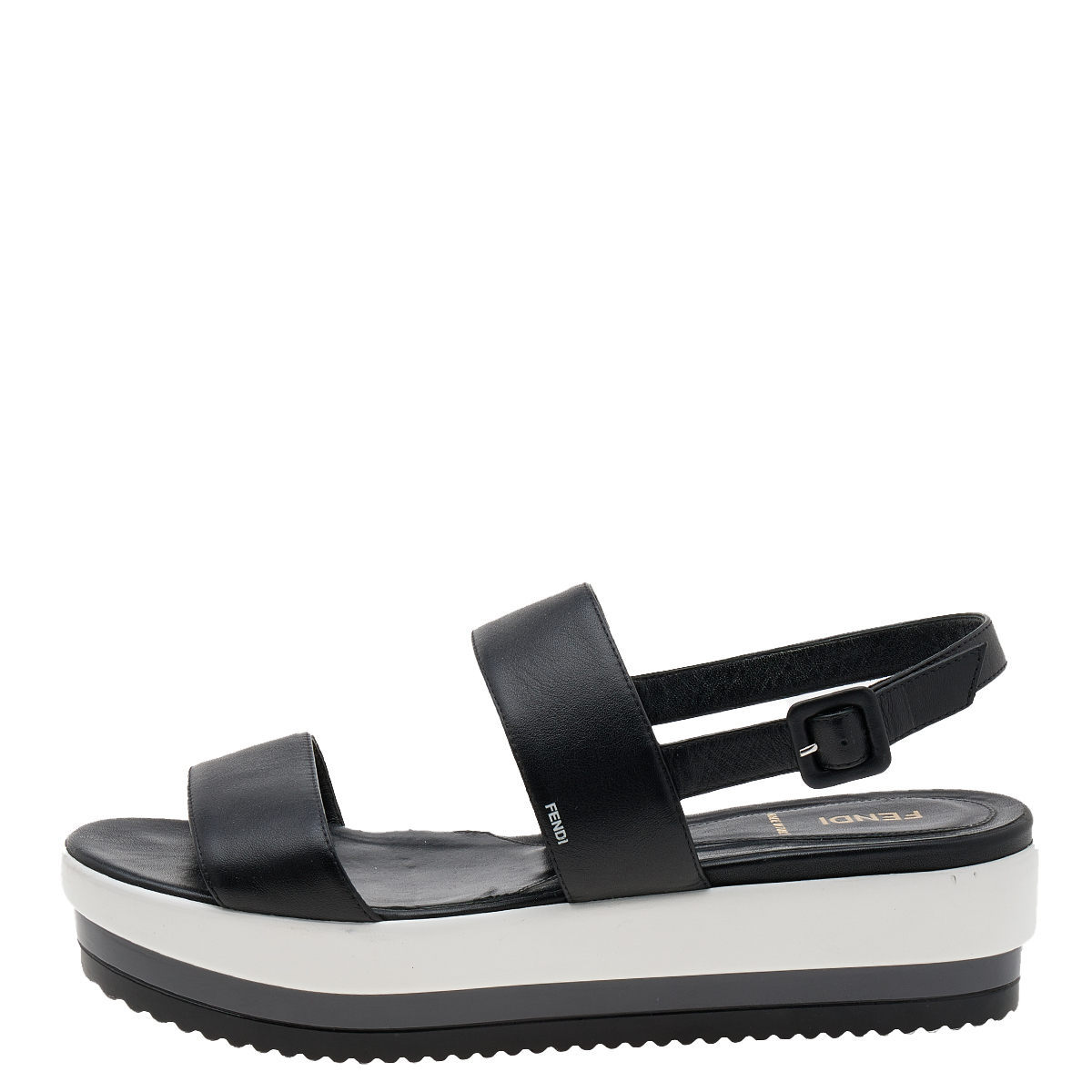 

Fendi Black Leather Slingback Platform Sandals Size