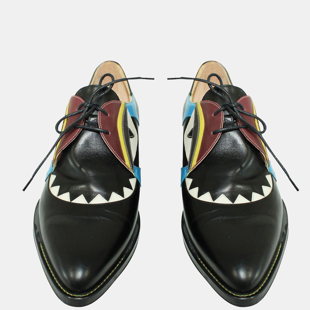 

Fendi Black and Multicolor Leather Monster Eye Oxfords Size EU