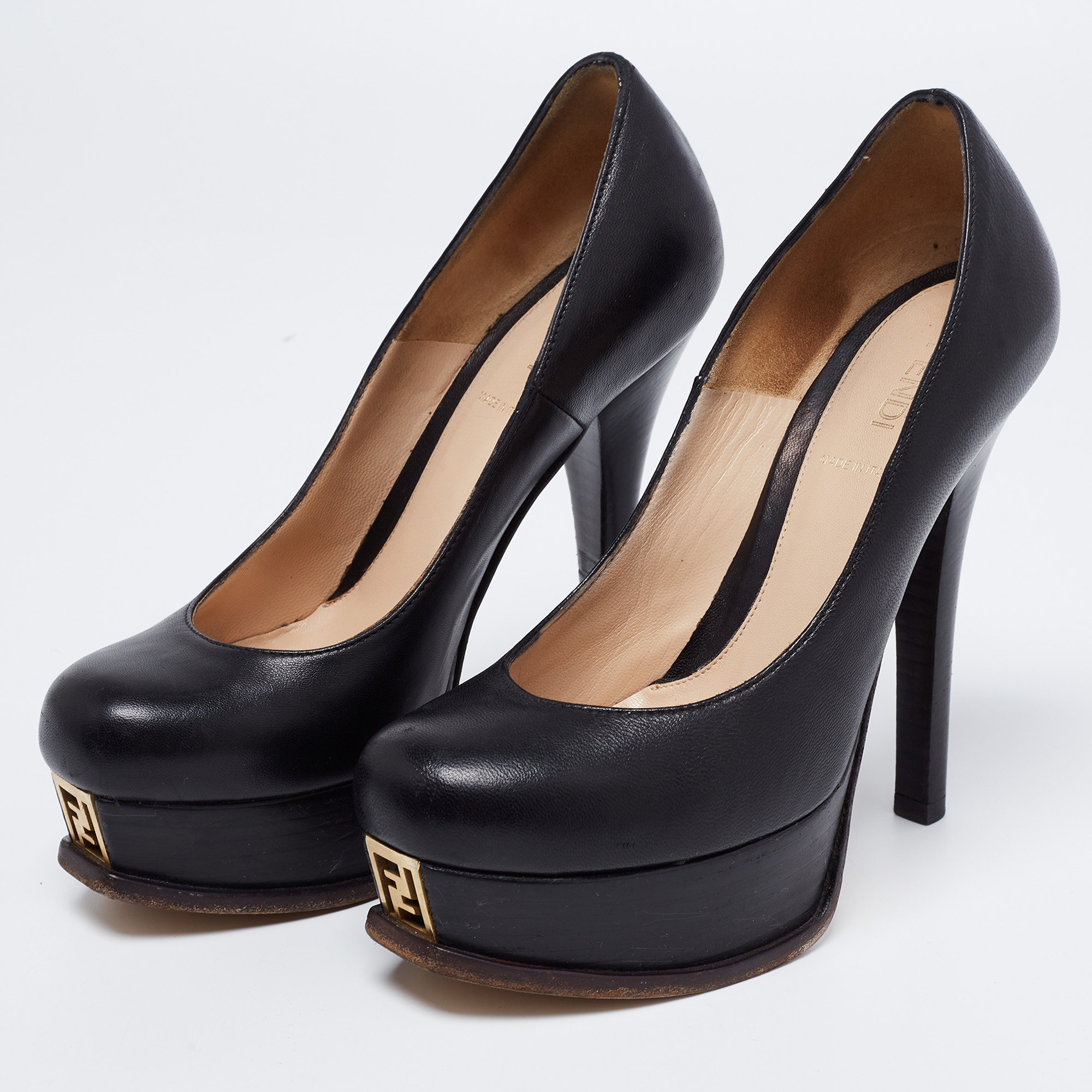 

Fendi Black Leather Fendista Platform Pumps Size