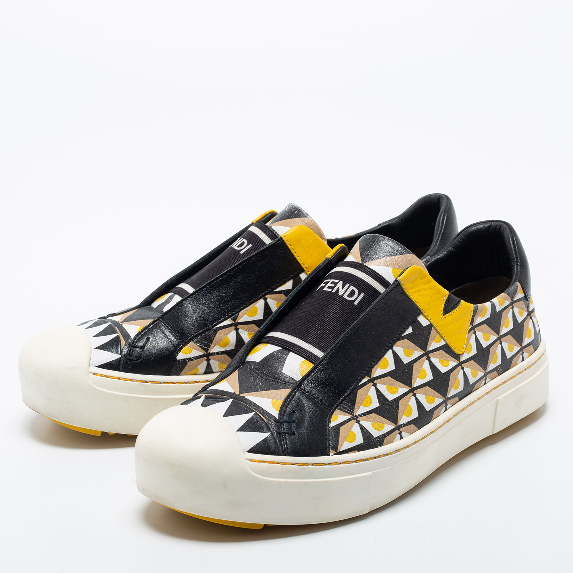 

Fendi Multicolor Leather Slip on Sneakers Size