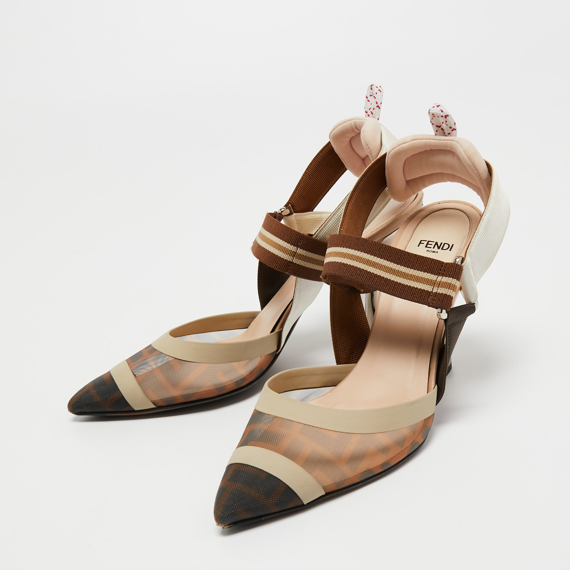 

Fendi Tricolor Zucca Mesh and Fabric Colibri Pumps Size, Brown