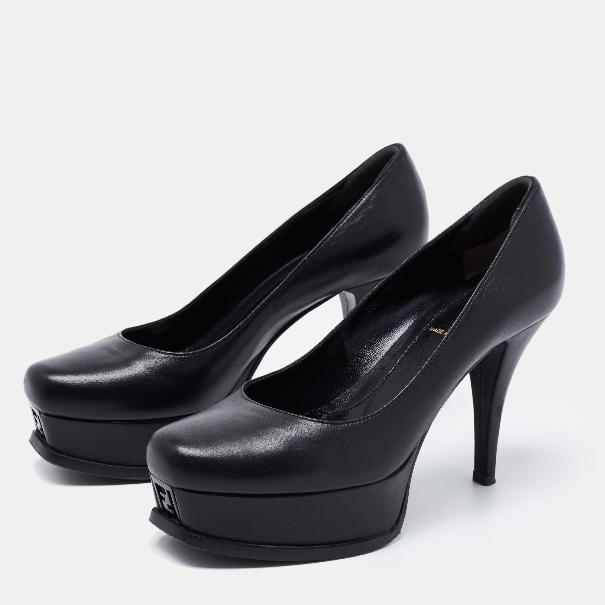 

Fendi Black Leather Fendista Platform Pumps Size