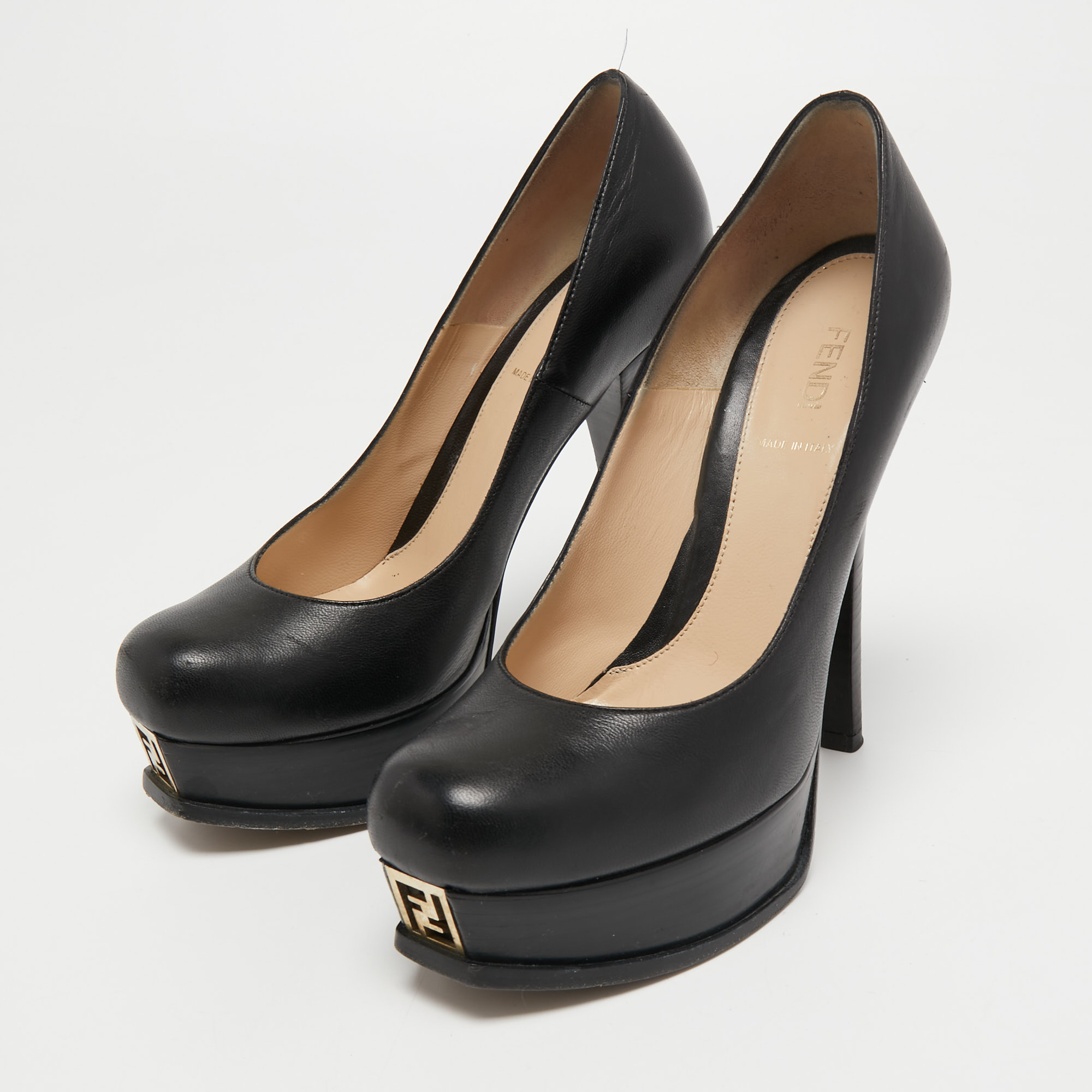 

Fendi Black Leather Fendista Platform Pumps Size