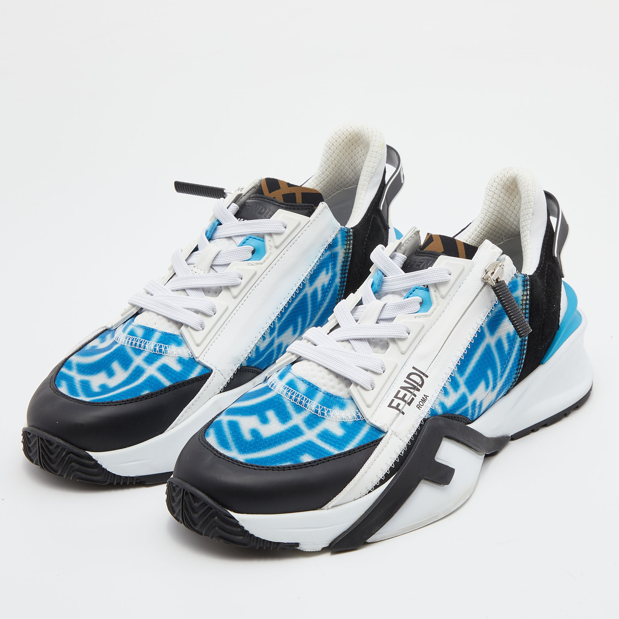 

Fendi Multicolor Leather, Suede and Fabric Flow Low Top Sneakers Size