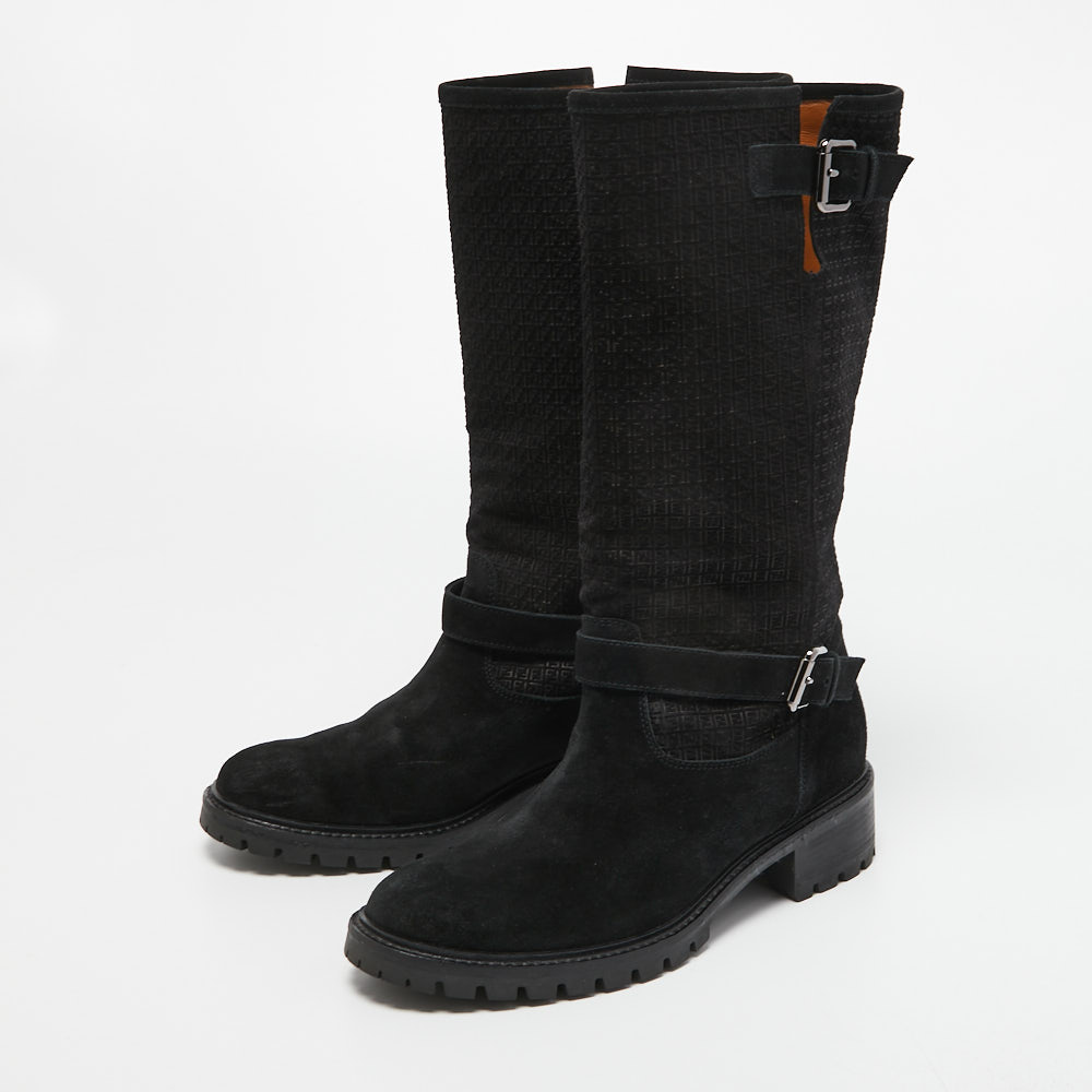 

Fendi Black Suede Calf Length Boots Size