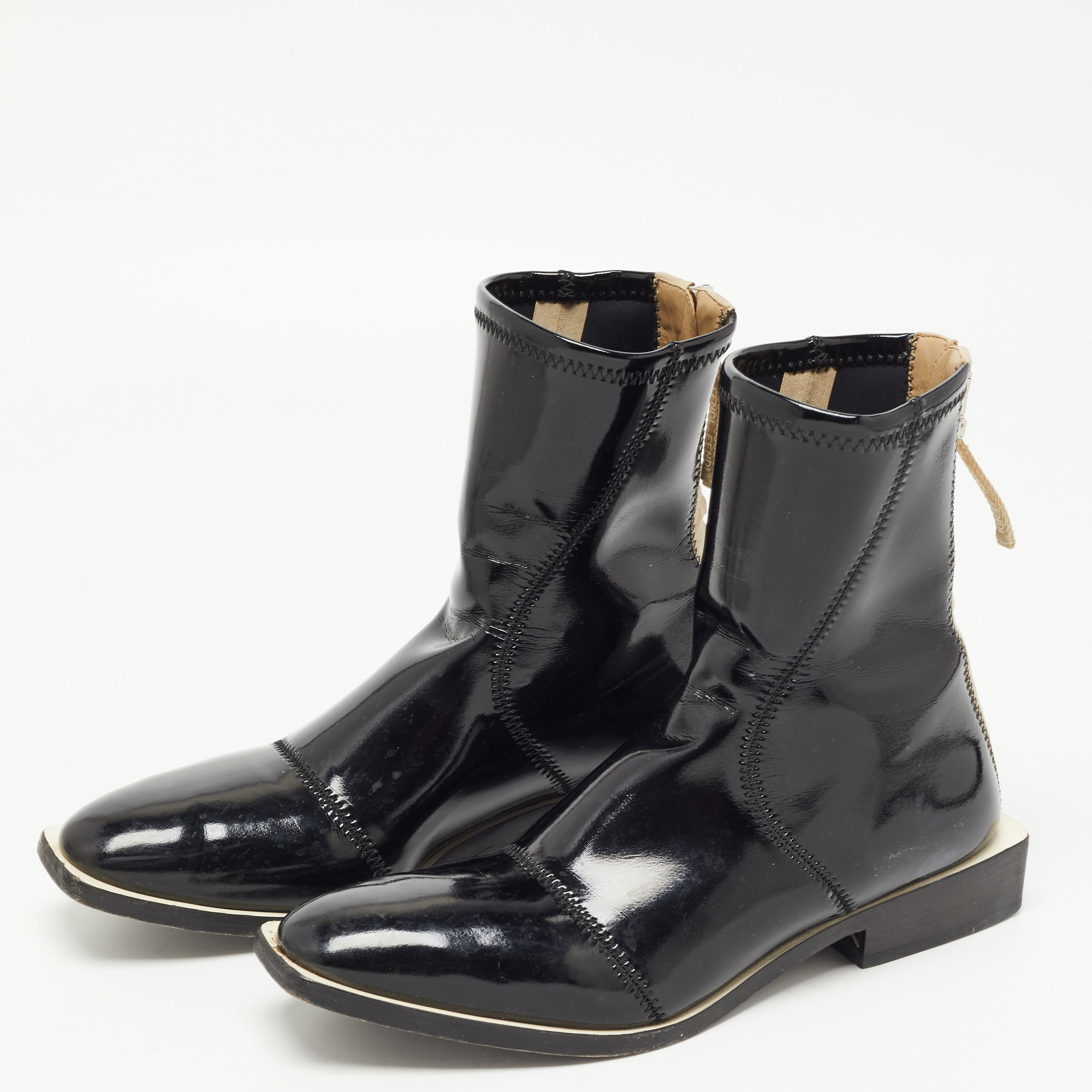 

Fendi Black Coated Neoprene Ankle Boots Size