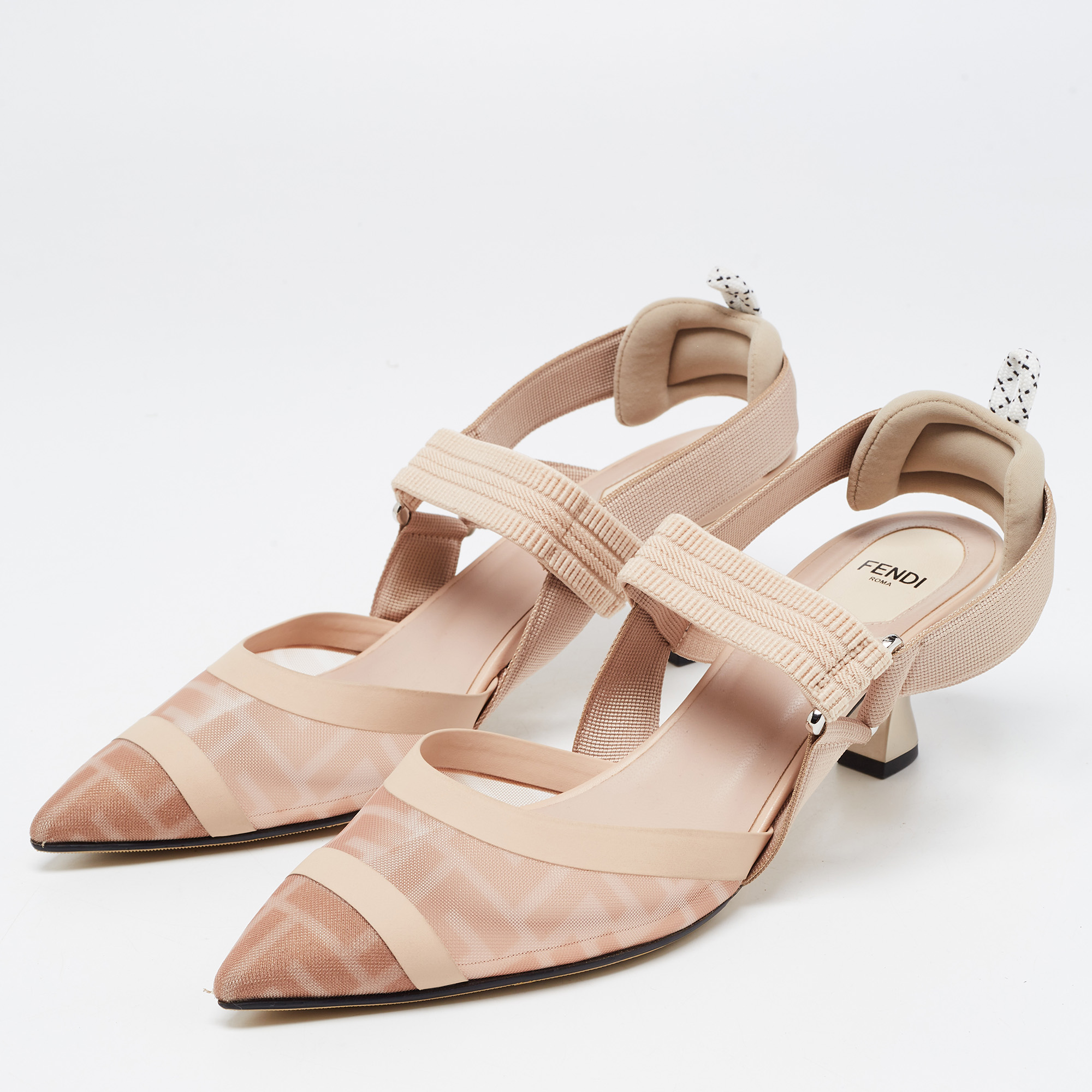 

Fendi Two Tone Zucca Mesh and Leather Colibri Pumps Size, Pink