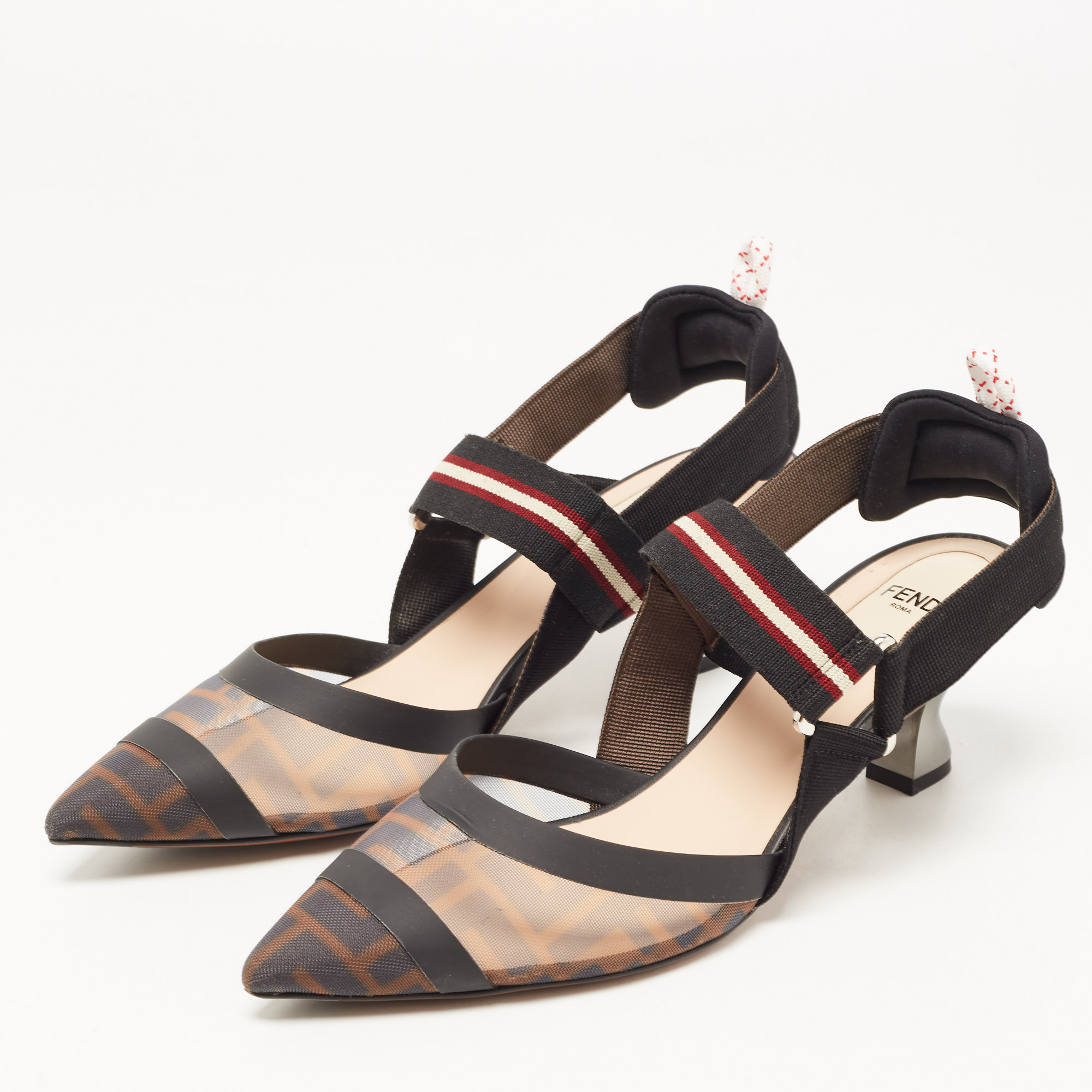 

Fendi Multicolor Canvas and Mesh Colibri Pumps Size