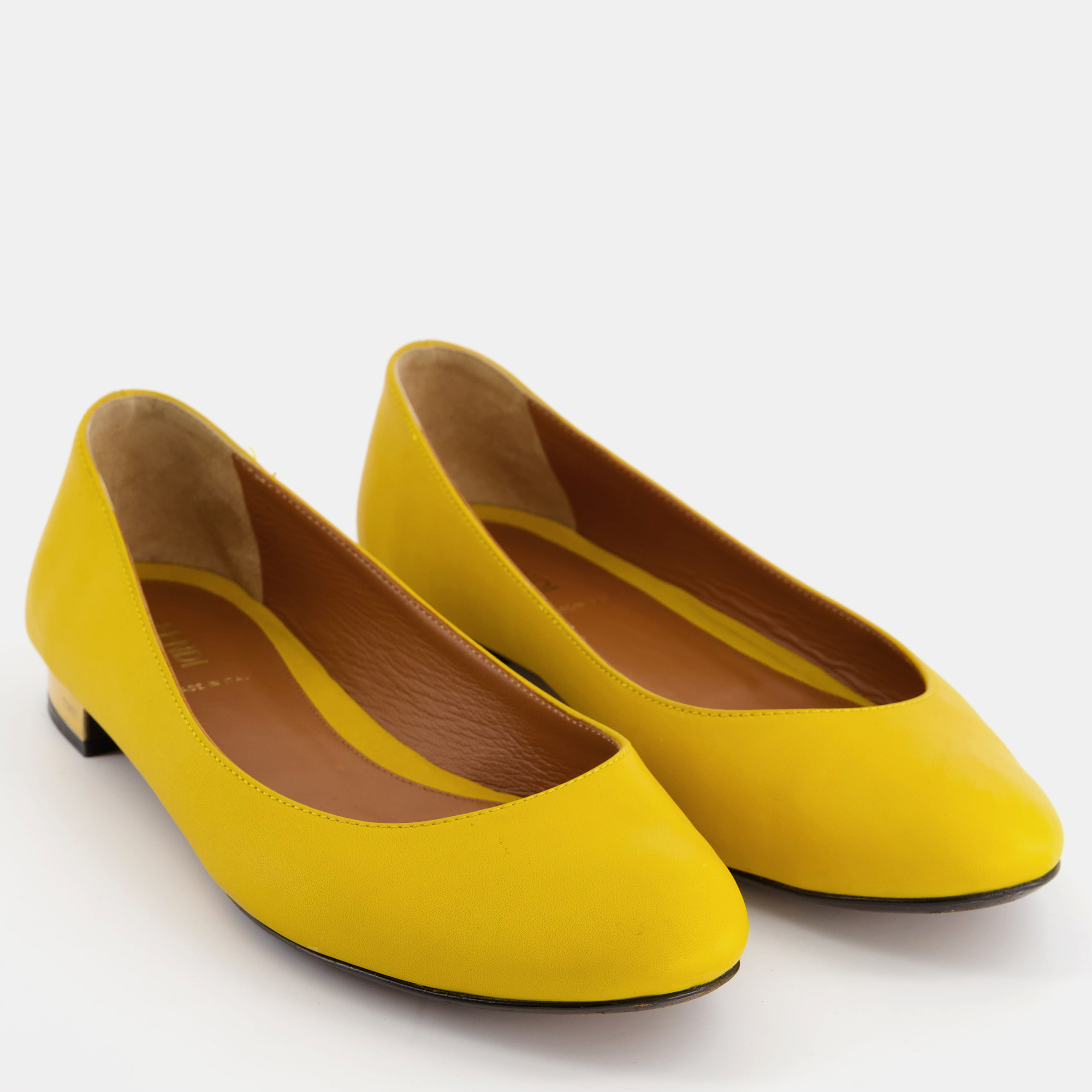 

Fendi Yellow Leather Ballet Flats Size