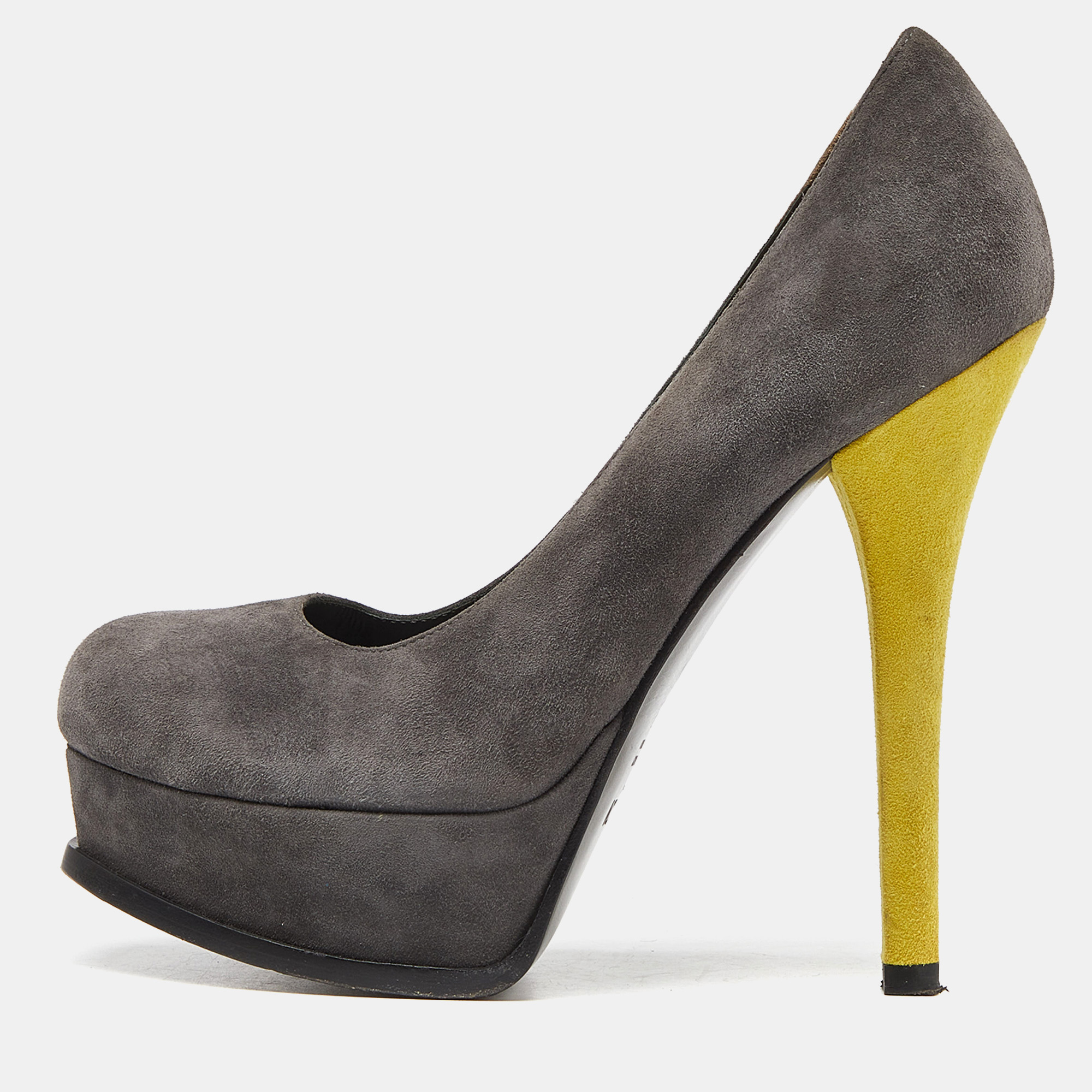 

Fendi Grey Suede Fendista Platform Pumps Size