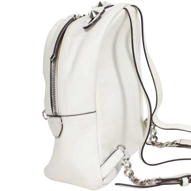 

Fendi White Leather Mini Flower Embellished Backpack