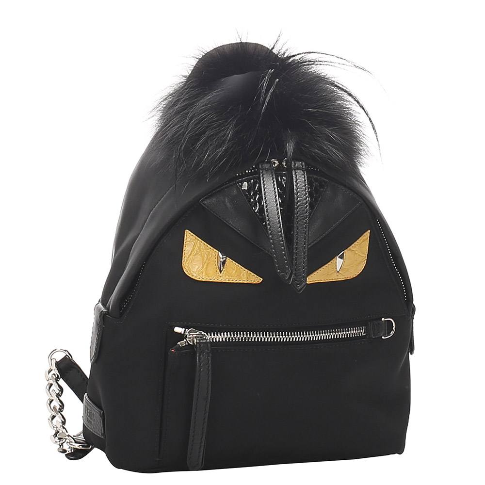 

Fendi Black Leather Mini Monster Backpack