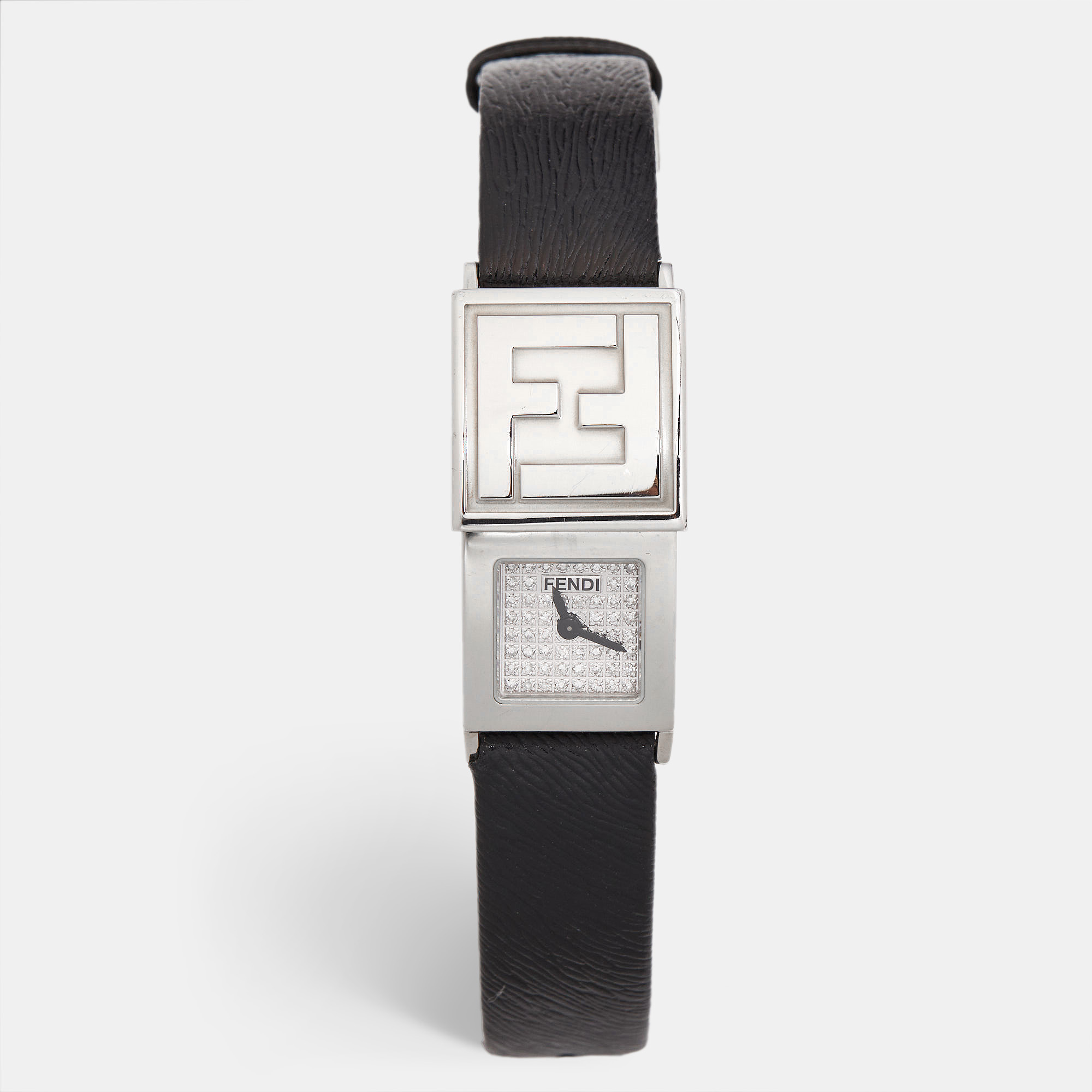 

Fendi Diamond Paved Stainless Steel Leather Secret, Black