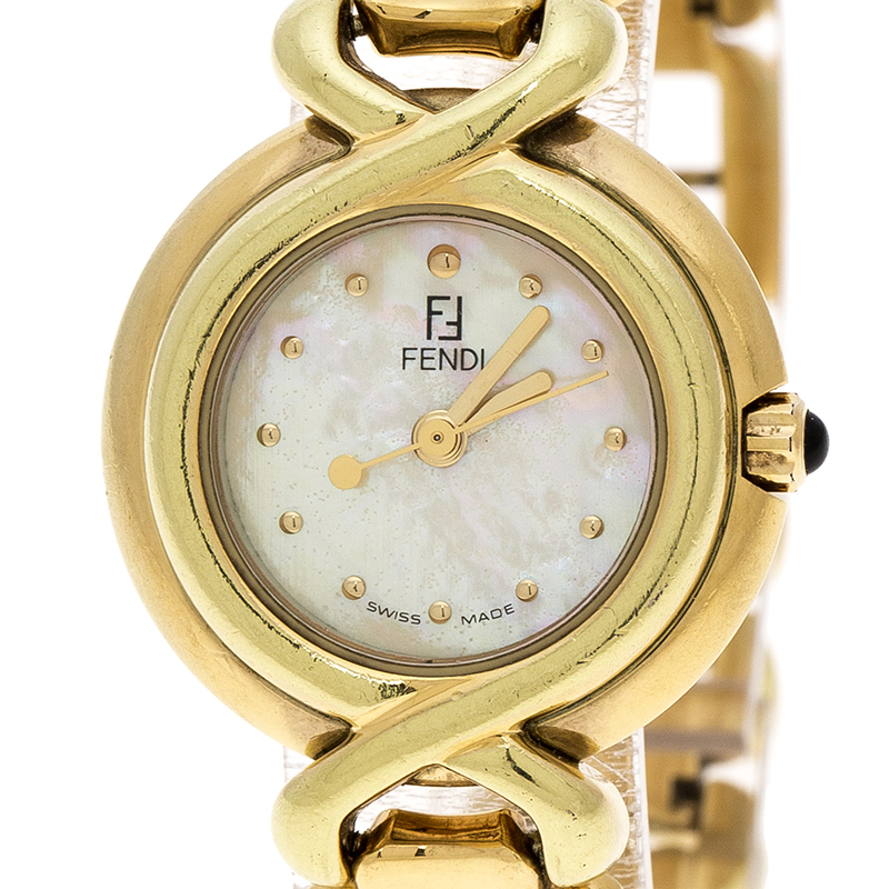 Fendi Yellow Mother of Pearl Gold Tone 700L Women's Wristwatch 25 mm ...