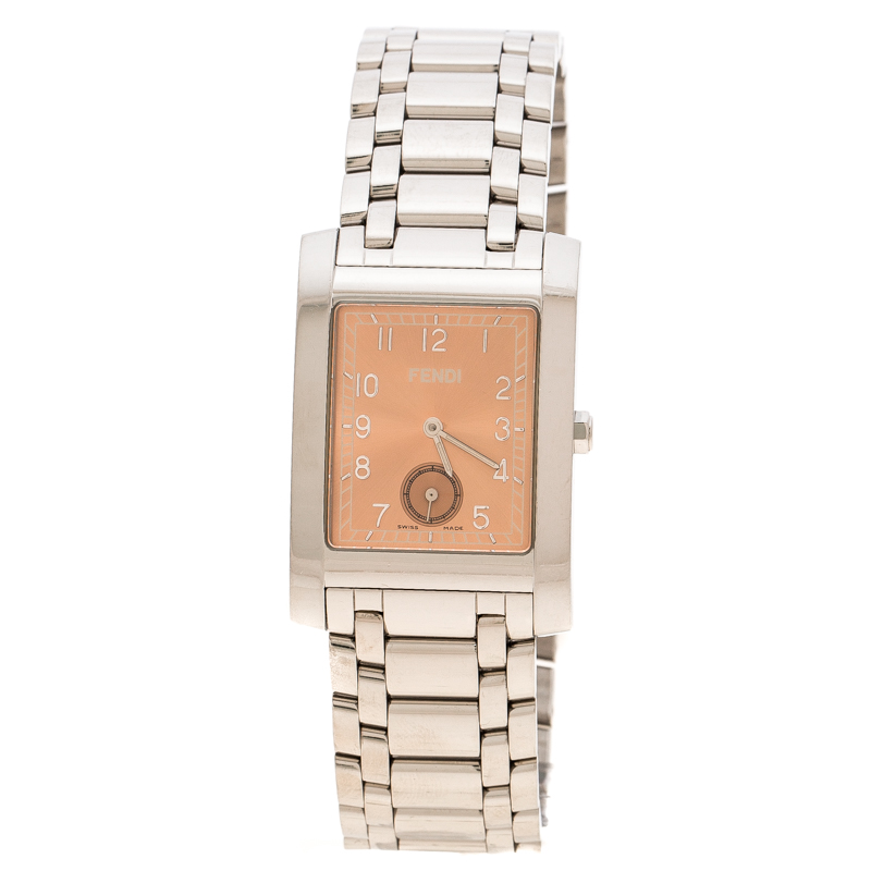 Fendi Metallic Pink Stainless Steel 7000G Men's Wristwatch 27 mm