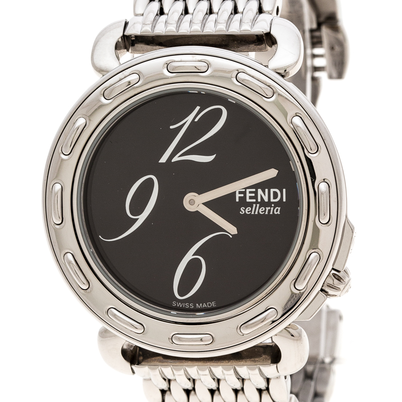 Fendi Brown Stainless Steel Selleria 8100M Women's Wristwatch 37 mm ...