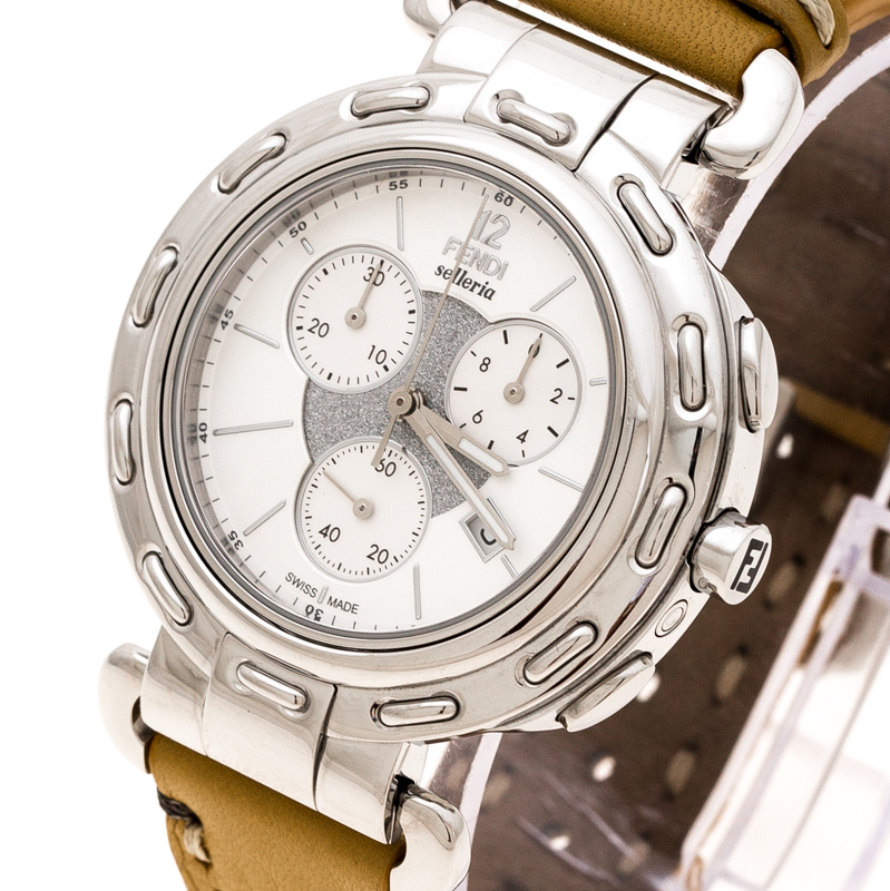 

Fendi Silver White Stainless Steel Selleria F89034H Women's Wristwatch, Yellow