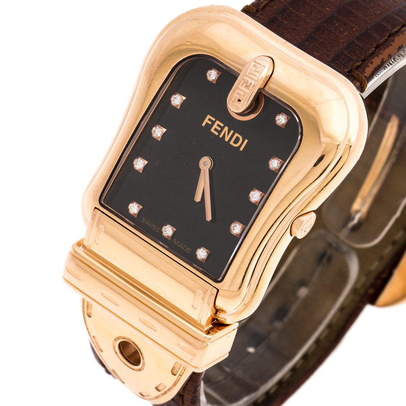 

Fendi Black Rose Gold Plated Stainless Steel B.Fendi, Brown