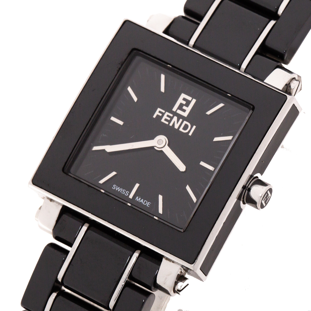 

Fendi Black Ceramic Stainless Steel Quadro