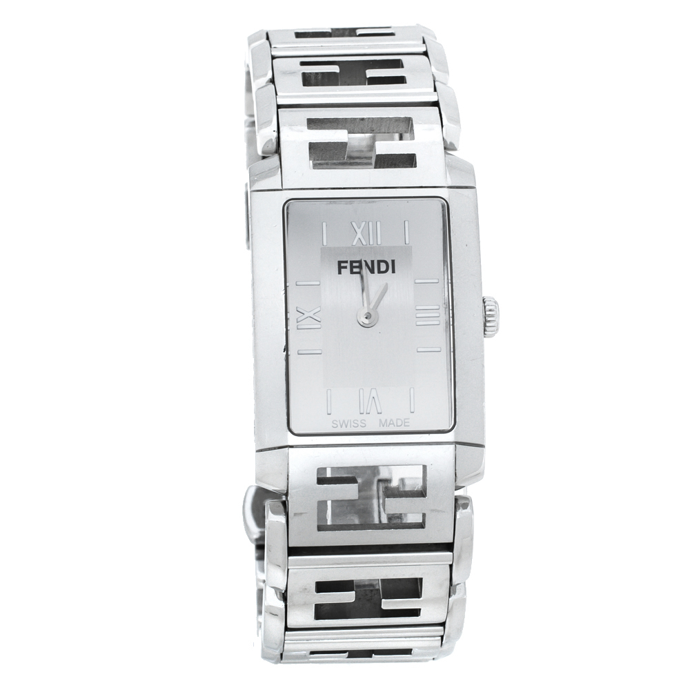 Pre-owned Fendi Silver Stainless Steel Orologi 1200g Women's Wriswatch 24 Mm
