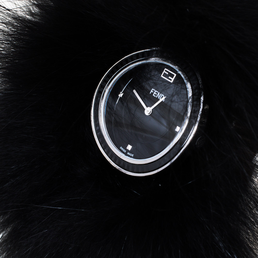 

Fendi Black Stainless Steel My Way Fur Glamy