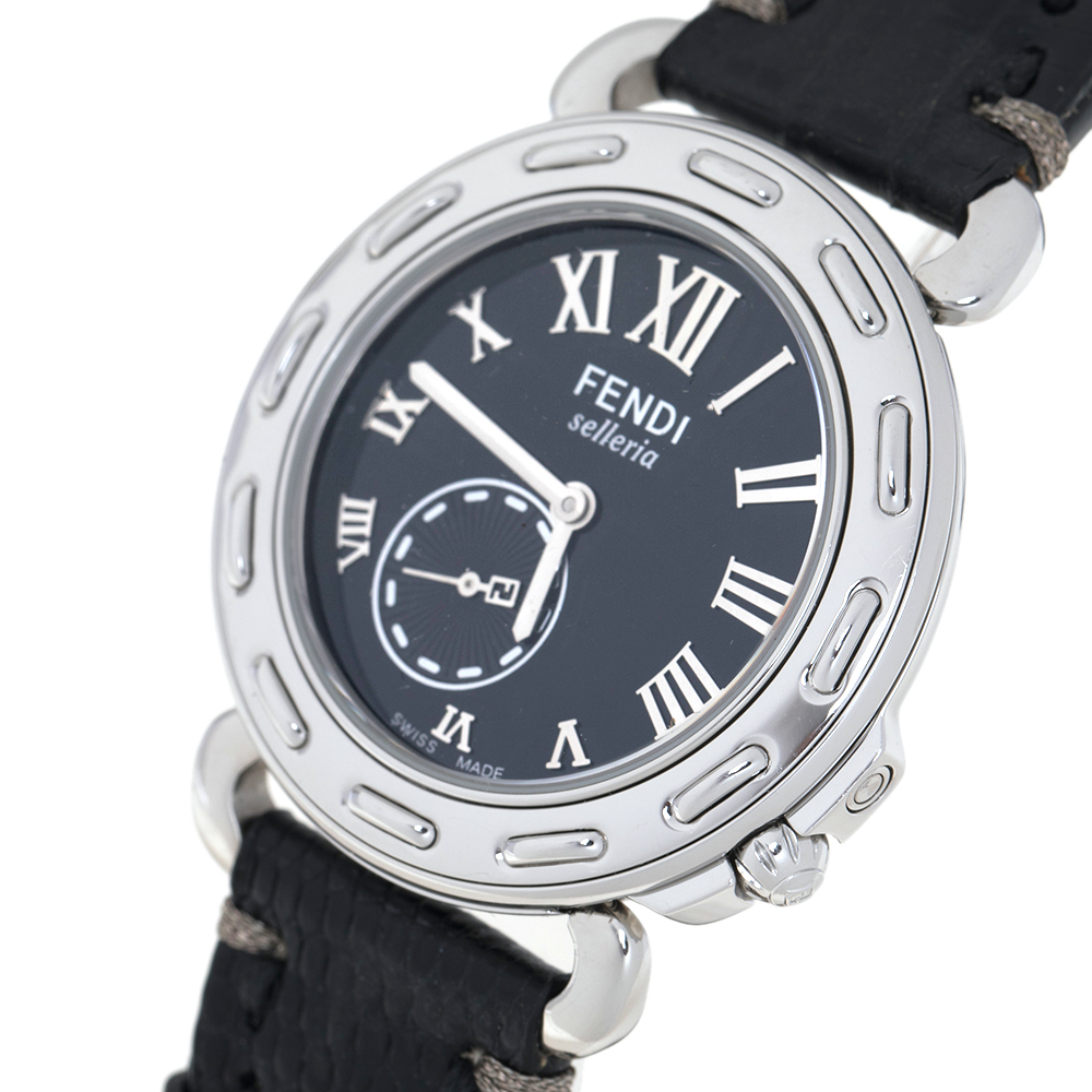 

Fendi Black Stainless Steel Leather Selleria