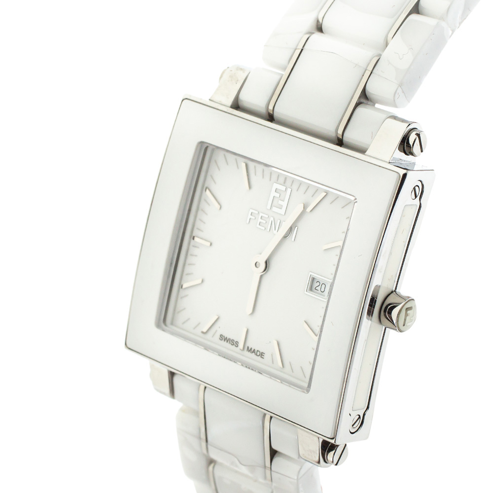 

Fendi White Ceramic Stainless Steel Quadro F622140 Women's Wristwatch