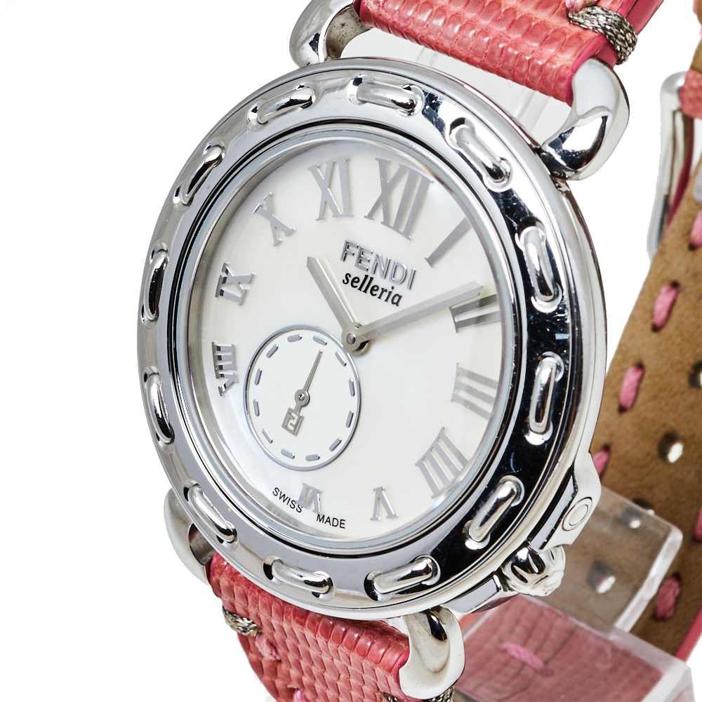 

Fendi White Stainless Steel Leather Selleria