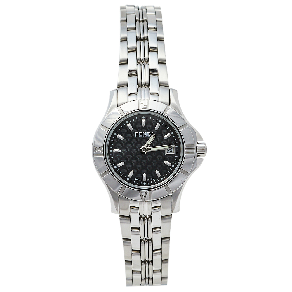 Pre-owned Fendi Black Stainless Steel 2600l Quartz Women's Wristwatch 27 Mm