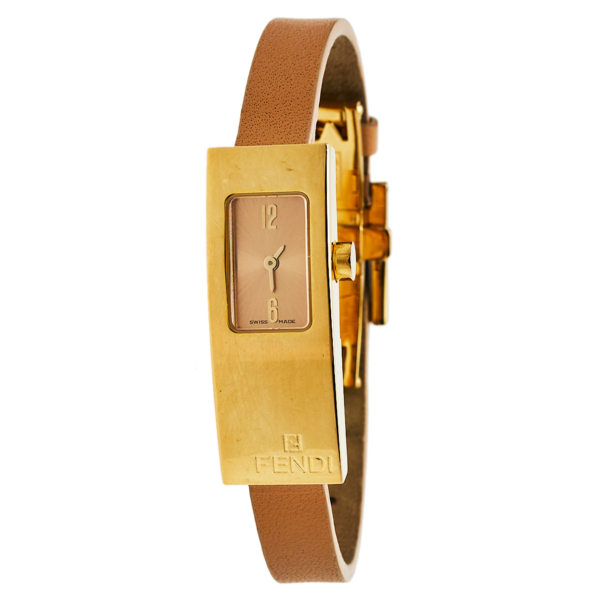 Pre-owned Fendi Champagne Gold Plated Stainless Steel Orologi 3300l Women's Wristwatch 13 Mm