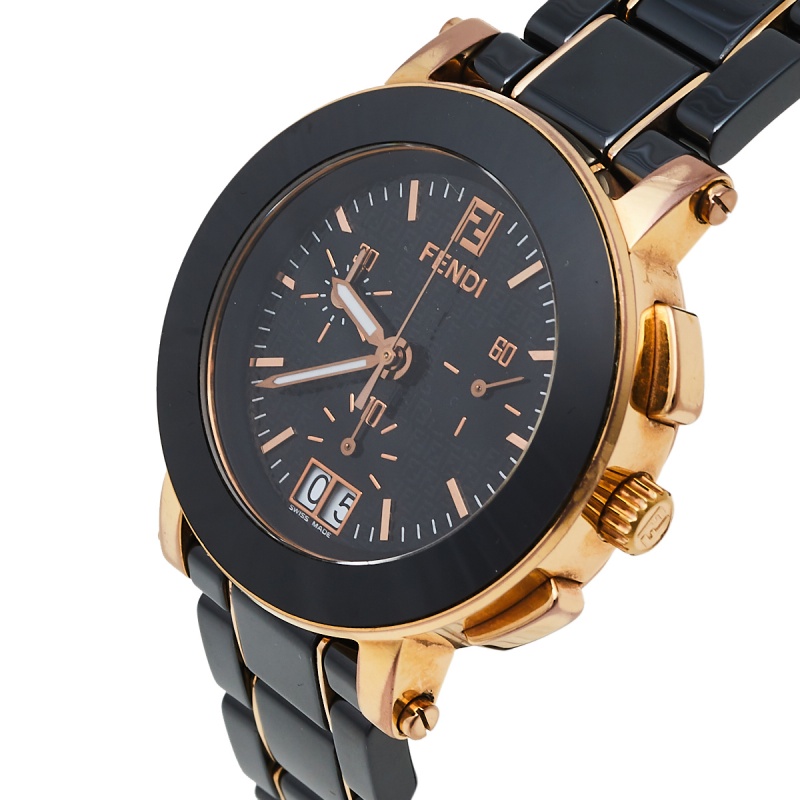 

Fendi Black Ceramic & Gold Tone Stainless Steel Chrono