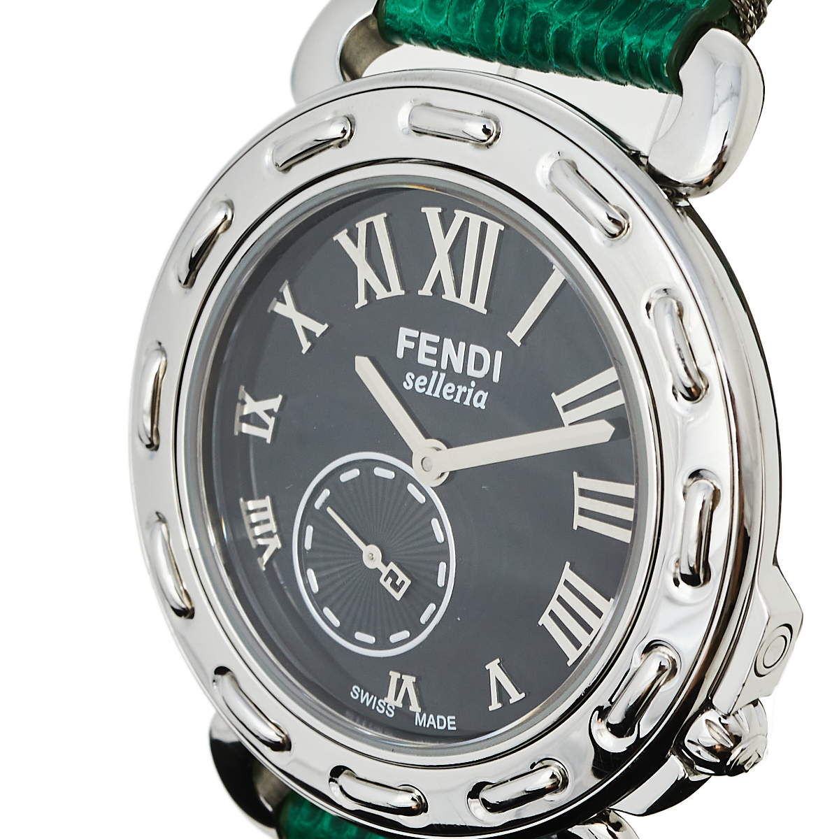 

Fendi Black Stainless Steel Leather Selleria